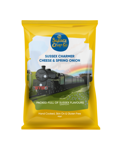 Sussex Charmer Cheese & Spring Onion crisps packet